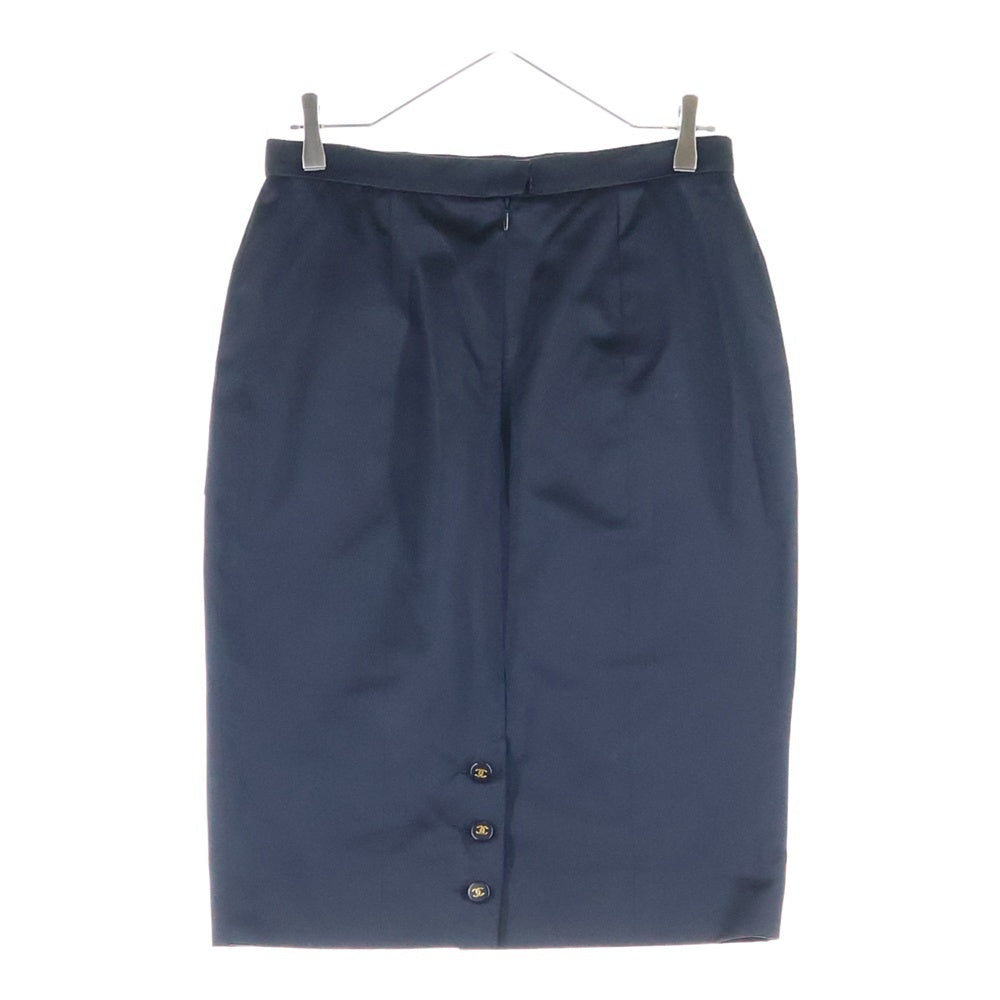 CHANEL(シャネル) 95AW ココマークボタン シルクサテン ミディアム タイトスカート ブラック レディース P05731V02143