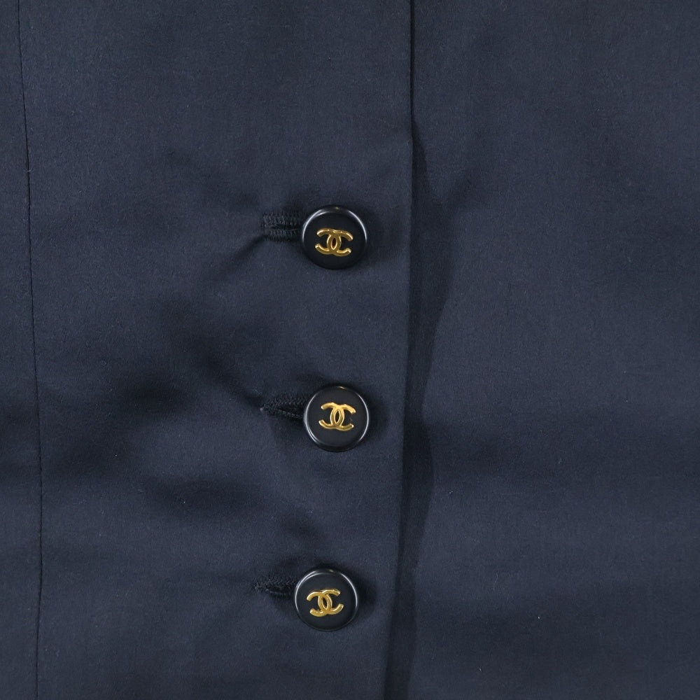 CHANEL(シャネル) 95AW ココマークボタン シルクサテン ミディアム タイトスカート ブラック レディース P05731V02143