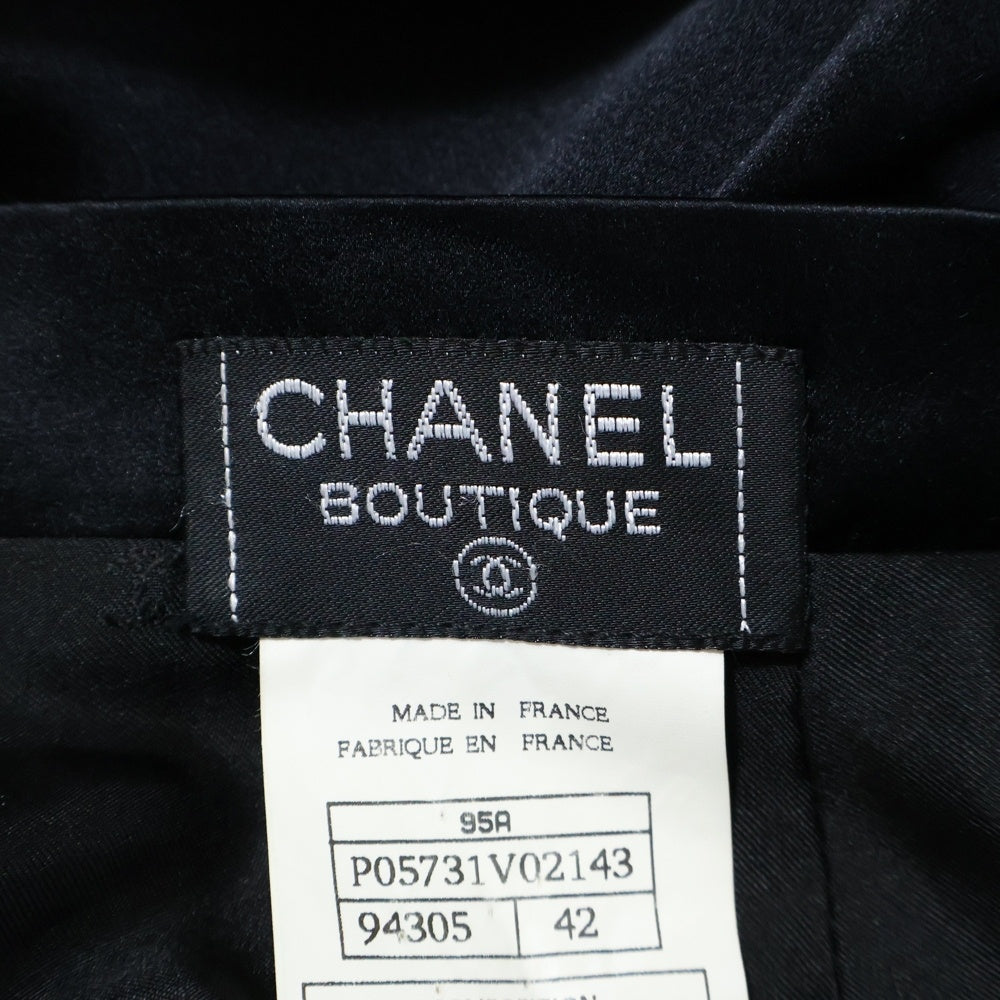 CHANEL(シャネル) 95AW ココマークボタン シルクサテン ミディアム タイトスカート ブラック レディース P05731V02143