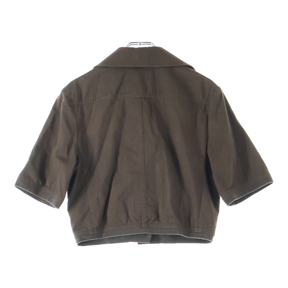 PATOU(パトゥー) ゴールドボタン クロップド ショート丈 コットン ジャケット ブラウン レディース JA0480074808D