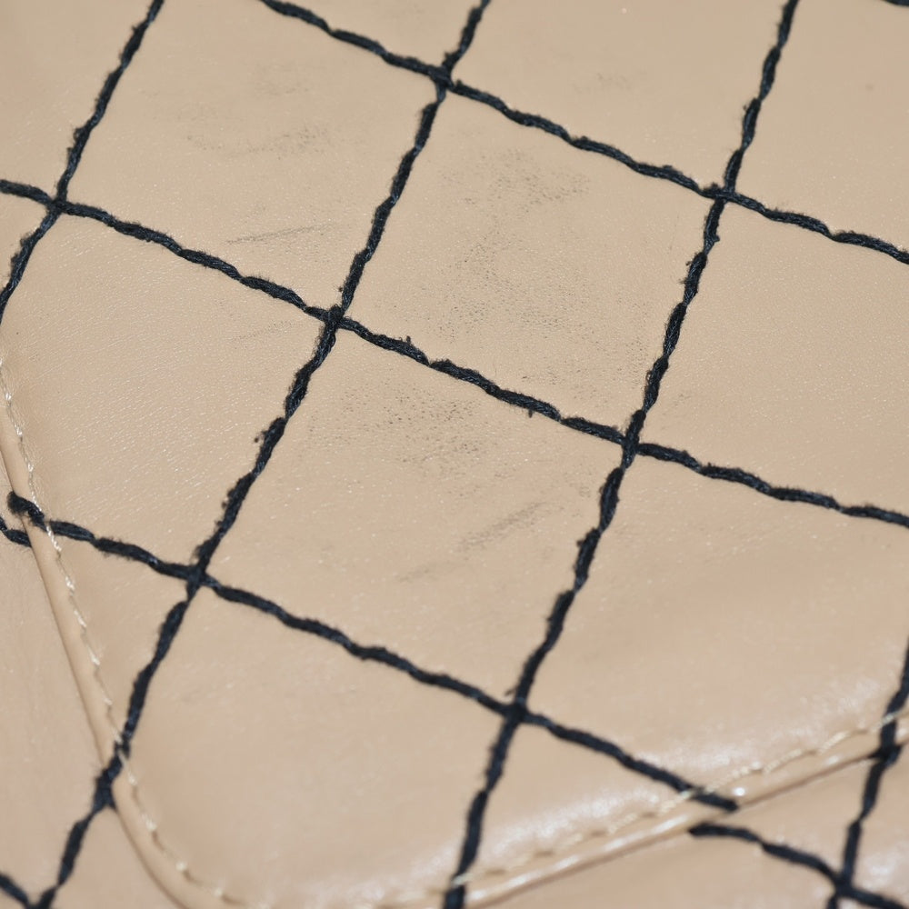 CHANEL(シャネル) マトラッセ ワイルドステッチ ボストンバッグ ハンドバッグ ベージュ ラムスキン ブラック金具