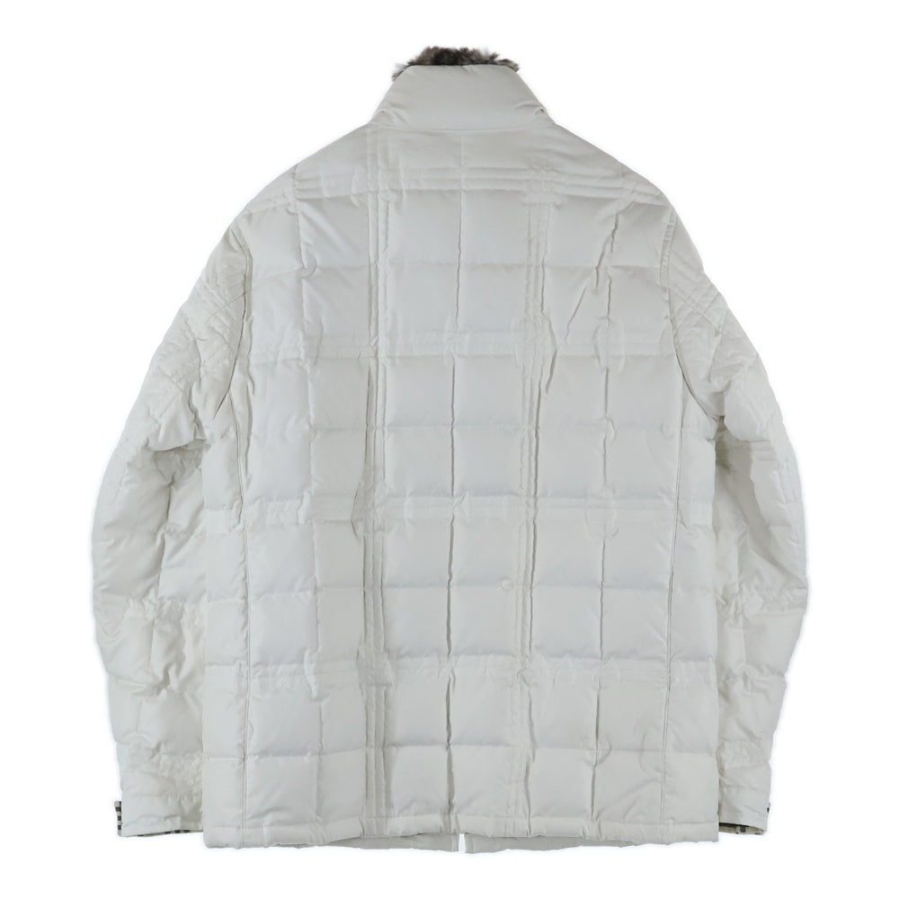 BURBERRY BLACK LABEL(バーバリー ブラックレーベル) ラビットファー スタンドカラー ジップアップ ダウンジャケット ホワイト レディース BMP11-722-02