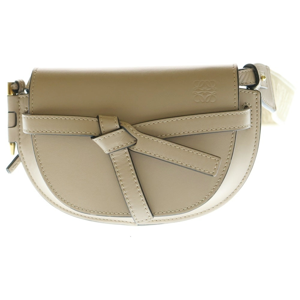 LOEWE(ロエベ) アナグラム ゲートデュアルミニ ショルダーバッグ ミニバッグ ベージュ ゴールド金具 ソフトカーフ