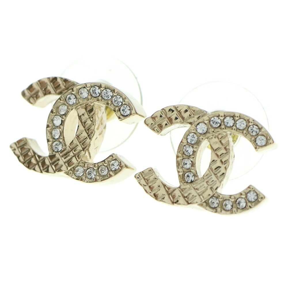 CHANEL(シャネル) ココマーク ラインストーン ロゴピアス シャンパンゴールド GP