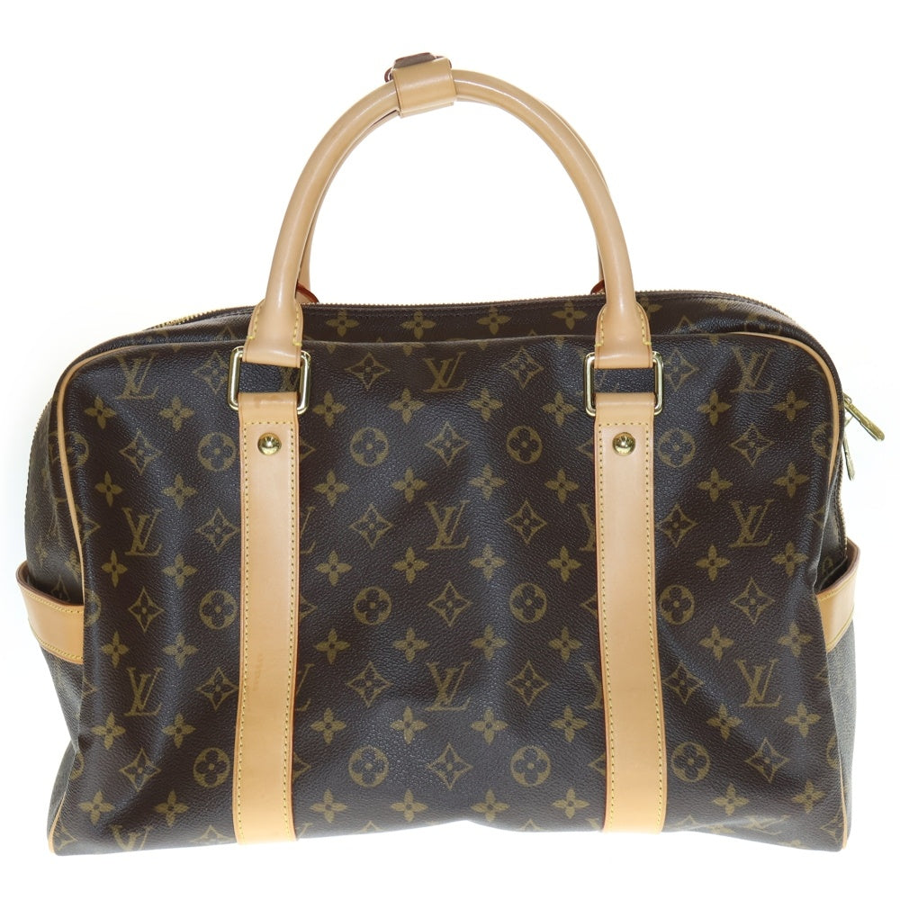 LOUIS VUITTON(ルイヴィトン) モノグラム キャリーオール ボストンバッグ ハンドバッグ ブラウン レザー×PVC M40074 ゴールド金具