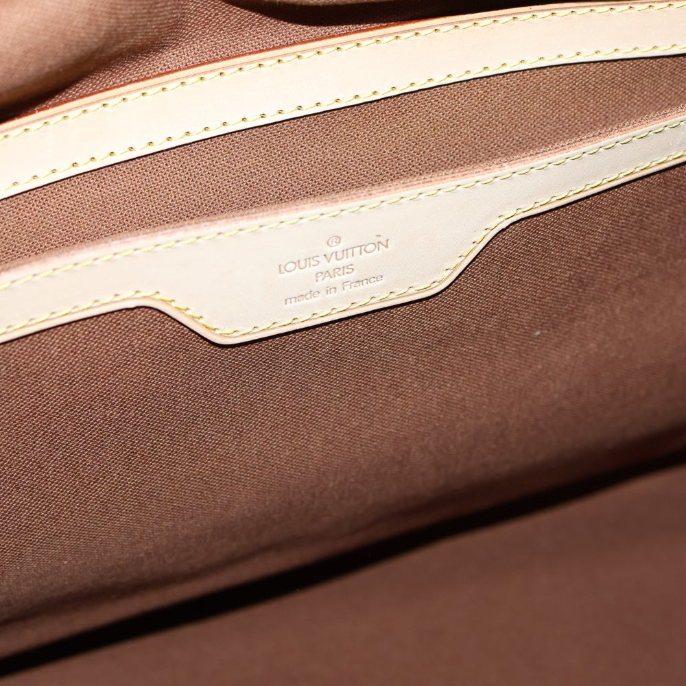 LOUIS VUITTON(ルイヴィトン) モノグラム キャリーオール ボストンバッグ ハンドバッグ ブラウン レザー×PVC M40074 ゴールド金具