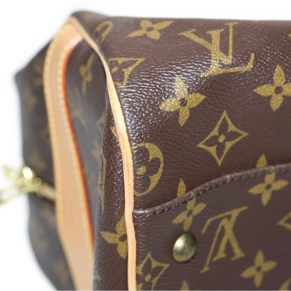 LOUIS VUITTON(ルイヴィトン) モノグラム キャリーオール ボストンバッグ ハンドバッグ ブラウン レザー×PVC M40074 ゴールド金具