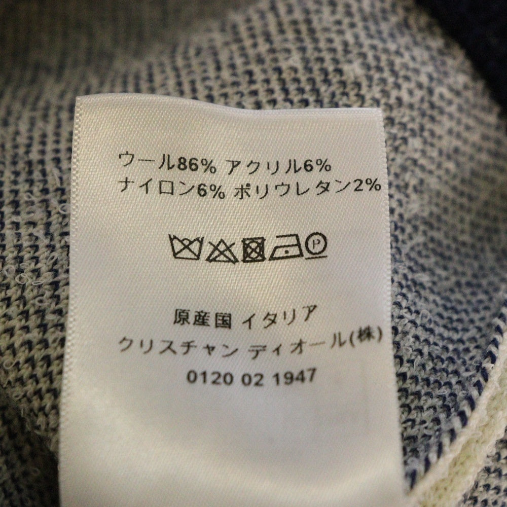 Christian Dior(クリスチャンディオール) JA'DIOR ジャディオール ラブ バックジャガード ウールニット ジップアップ ジャケット ブルゾン ネイビー/ホワイト レディース 144V50AM350