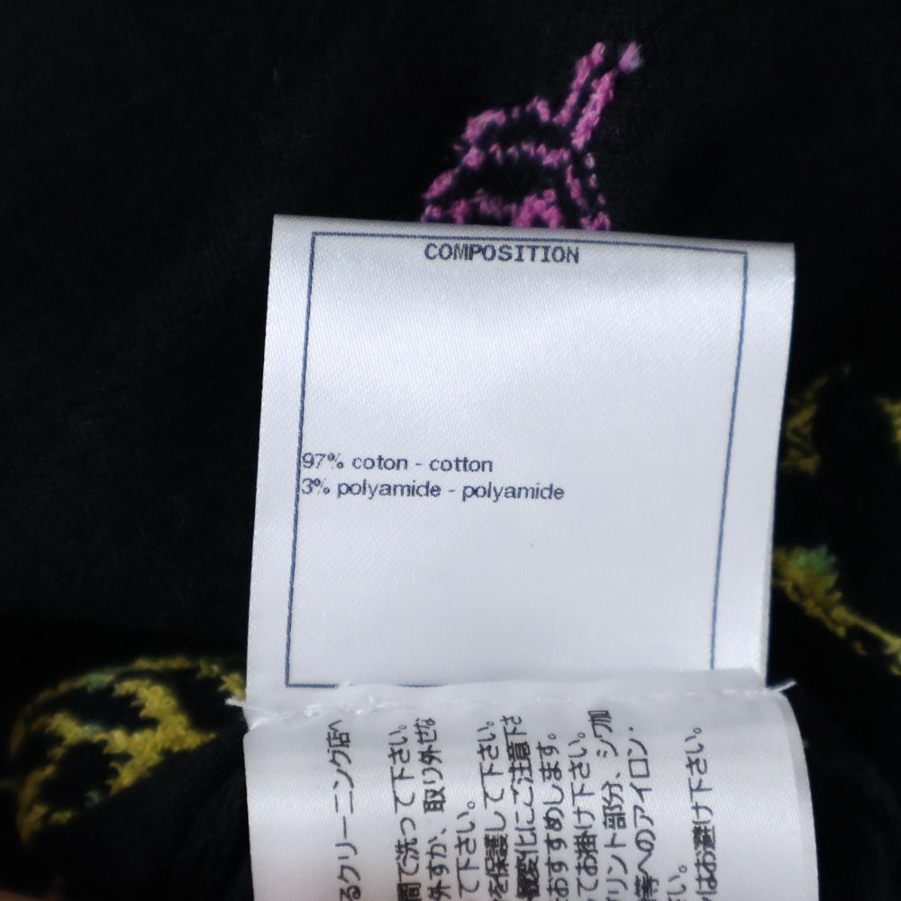 CHANEL(シャネル) ココマーク ロゴジャガード コットンニット クルーネック 半袖Tシャツ カットソー ブラック レディース P72160K10373