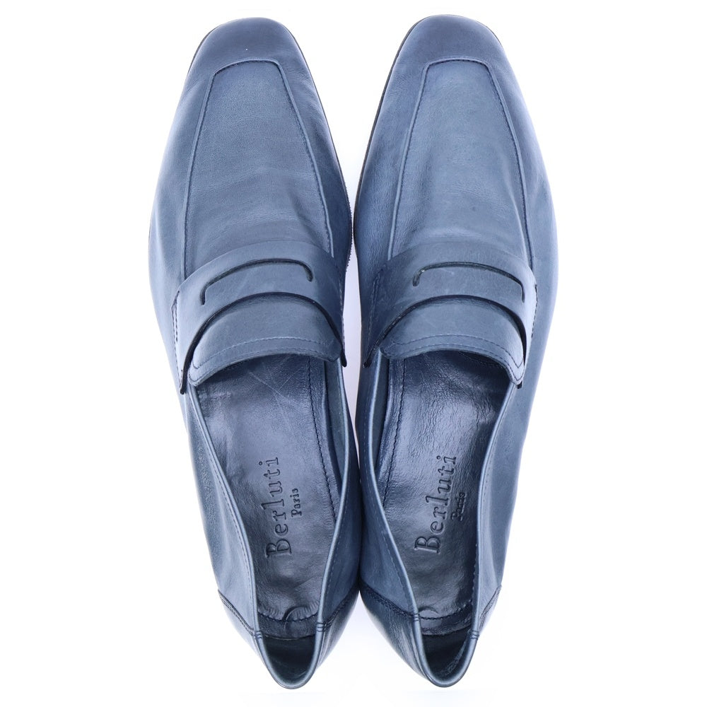 Berluti(ベルルッティ) ロレンツォ レザー スクエアトゥ ドレスシューズ ローファー ネイビー