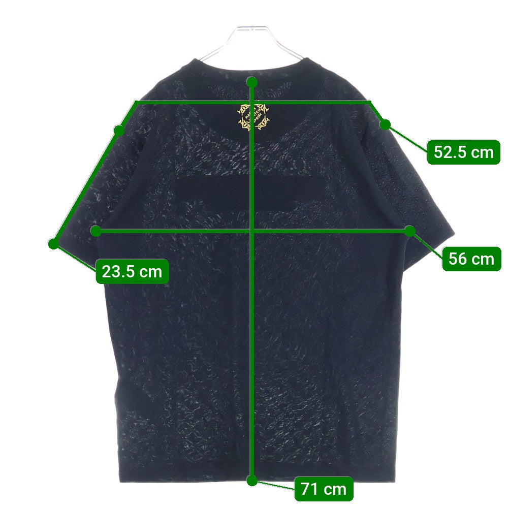 LOUIS VUITTON(ルイヴィトン) 25AW エンベリッシュド ダミエ ピケ ロゴ刺繍 クルーネック 半袖Tシャツ カットソー ブラック RM252MM JUV TY10W