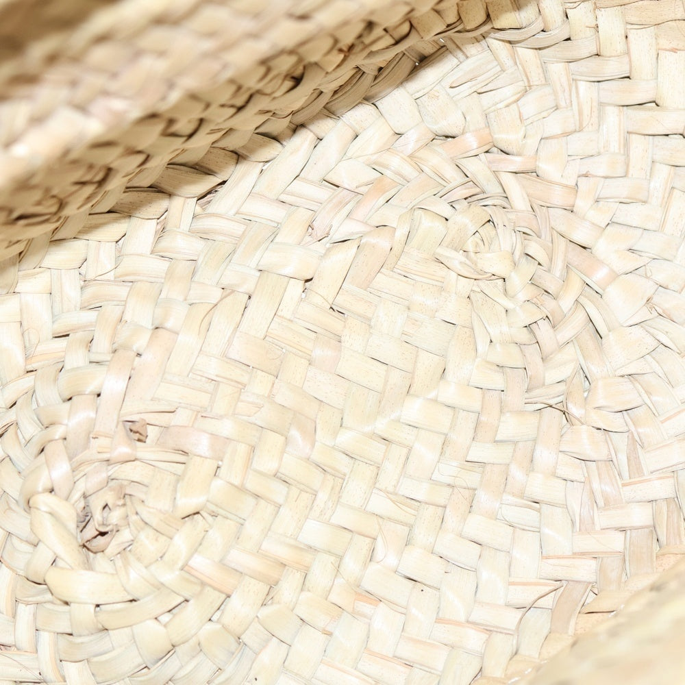 LOEWE(ロエベ) バスケット アナグラムロゴ レザーパッチ ラフィア カゴ ハンド トートバッグ ホワイト