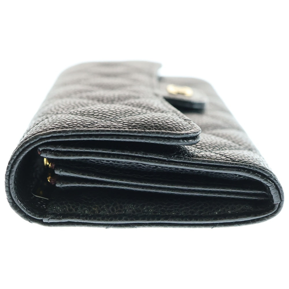 CHANEL(シャネル) ココマーク マトラッセ ラムスキン レザーロングウォレット 長財布 GD金具 ブラック