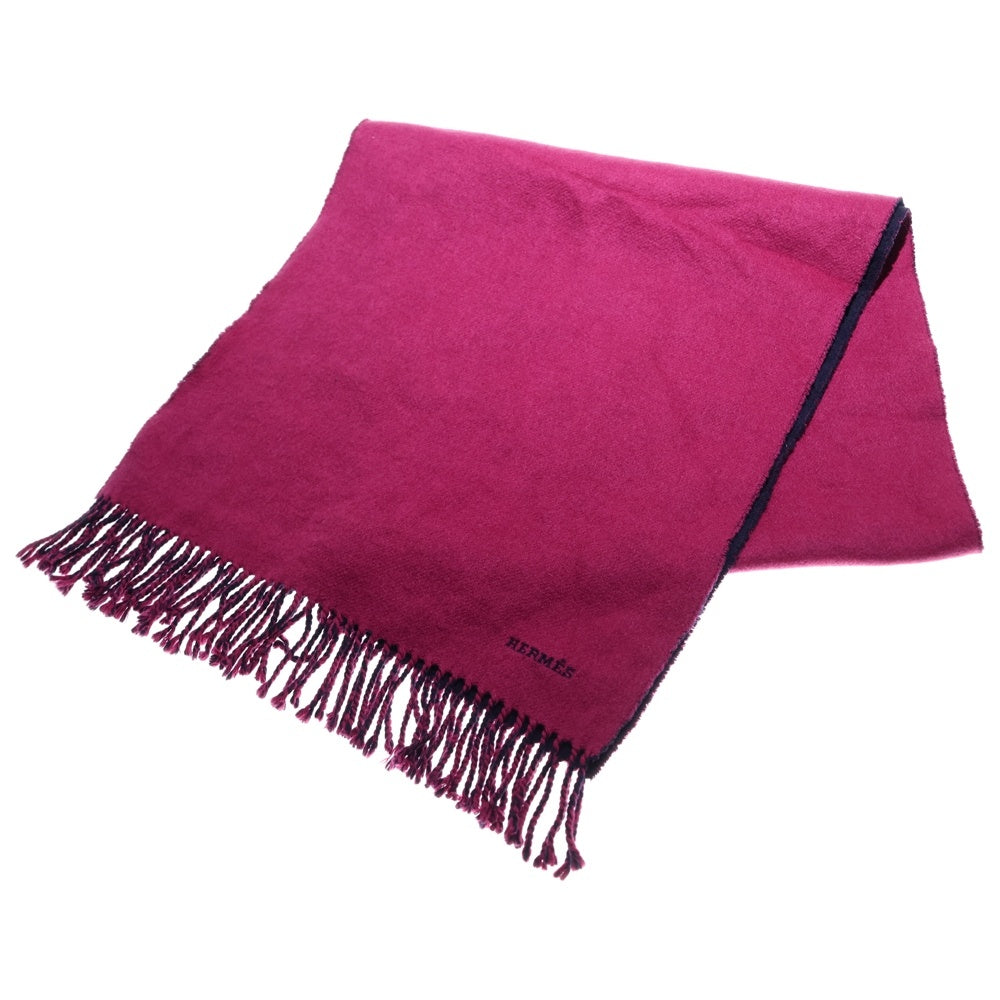HERMES(エルメス) リバーシブル マフラー ストール ネイビー×ピンク カシミヤ