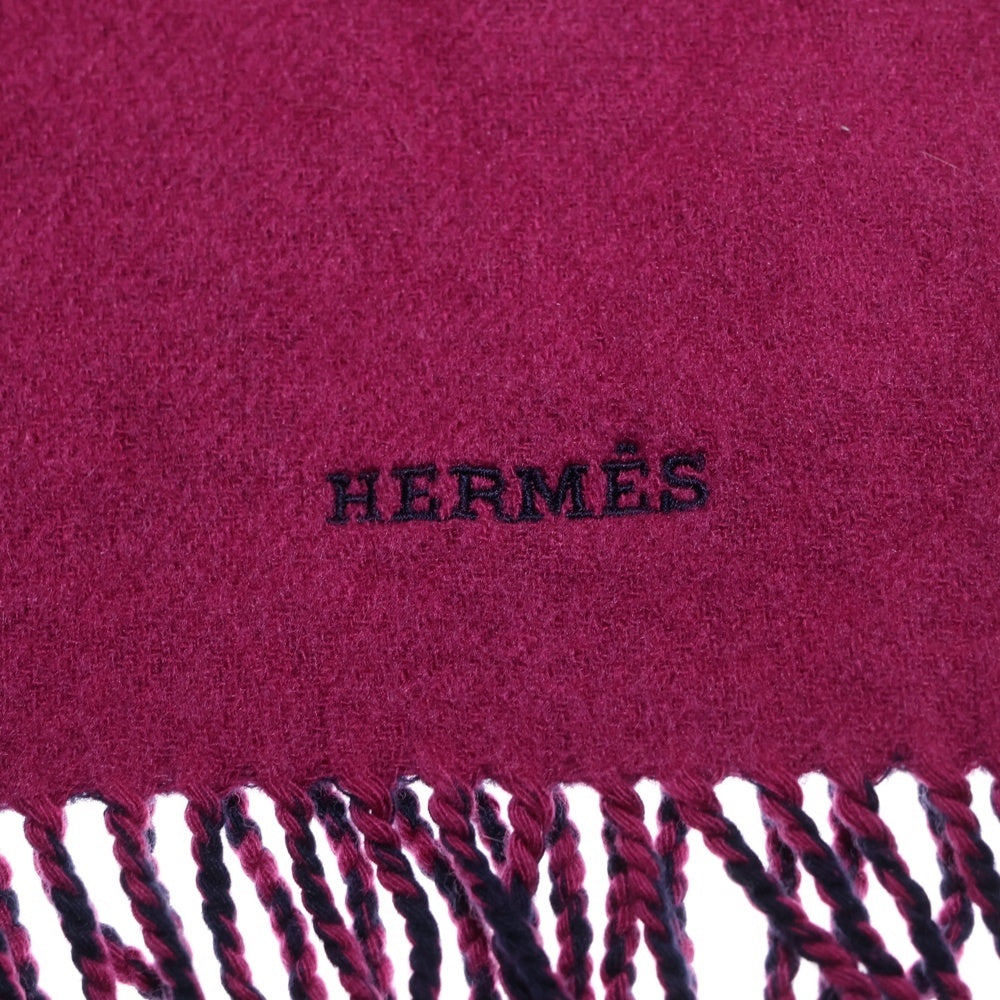 HERMES(エルメス) リバーシブル マフラー ストール ネイビー×ピンク カシミヤ