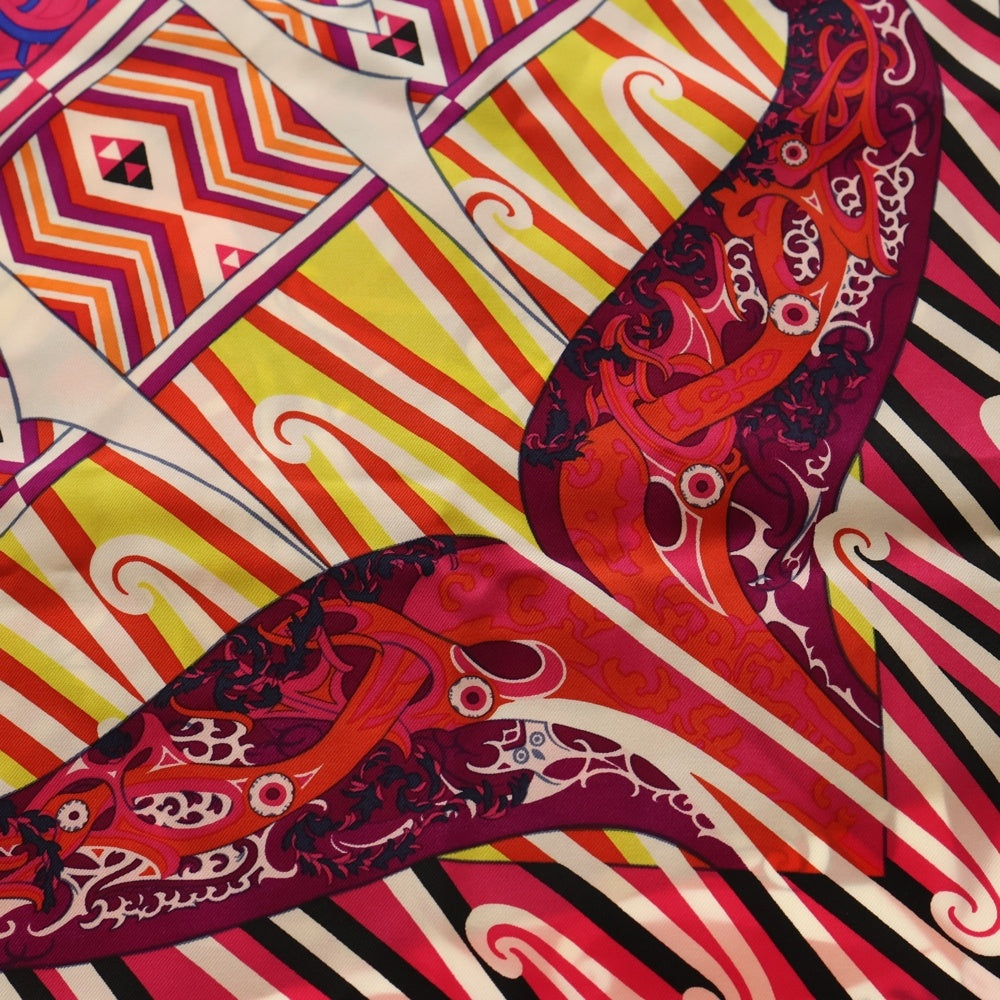 HERMES(エルメス) カレ90 カワオラ シルクスカーフ ピンク×パープル マルチカラー