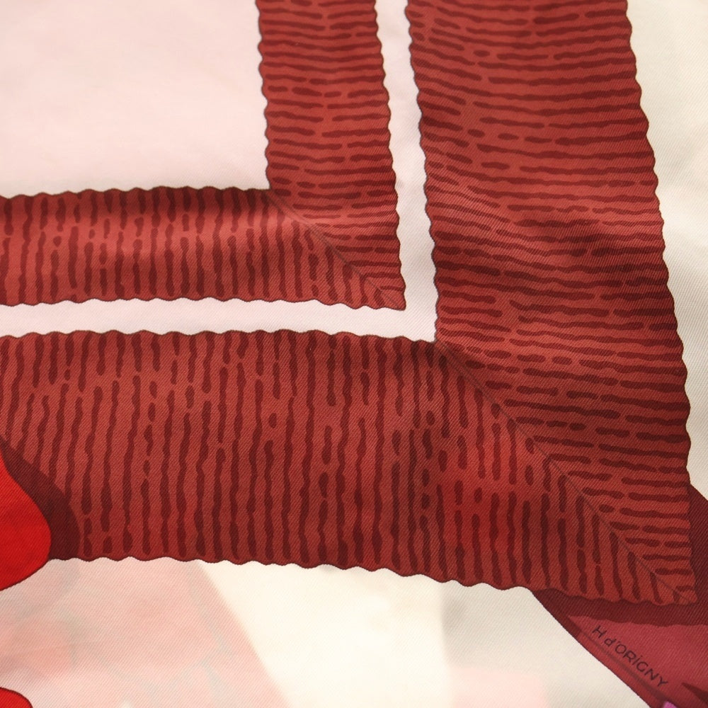 HERMES(エルメス) カレ90 グランマネージュ デタイユ シルクスカーフ ピンク×レッド