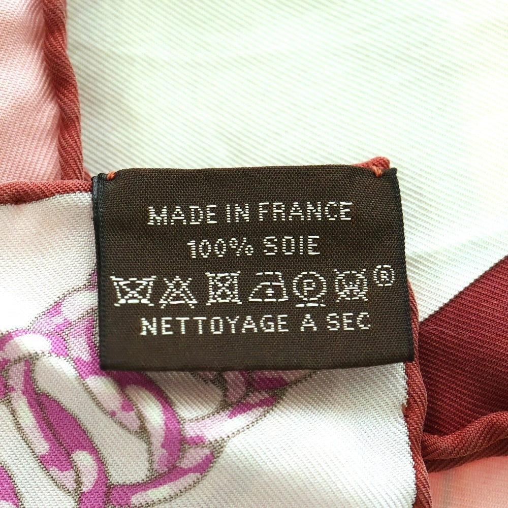 HERMES(エルメス) カレ90 グランマネージュ デタイユ シルクスカーフ ピンク×レッド