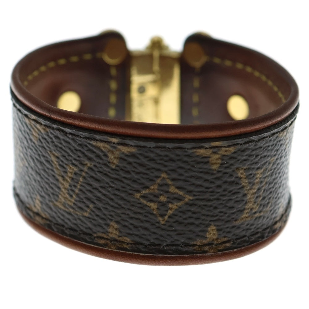 LOUIS VUITTON(ルイヴィトン) モノグラム ブラスレ セイブイット ブレスレット ブラウン バングル GP×レザー M6611 ゴールド金具