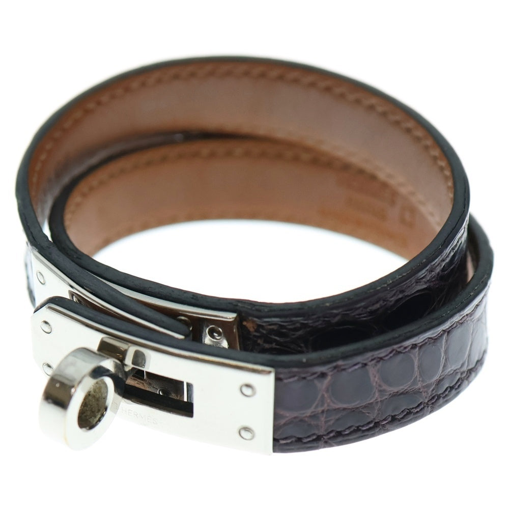 HERMES(エルメス) ドゥブルトゥール ブレスレット アリゲーター×レザー シルバー金具 X刻印