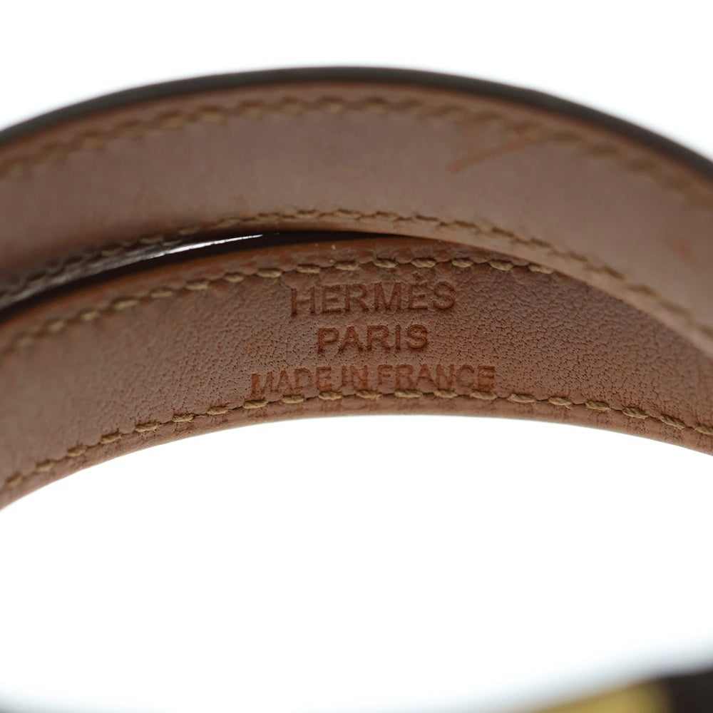 HERMES(エルメス) ドゥブルトゥール ブレスレット グレージュ レザー C刻印 ゴールド金具