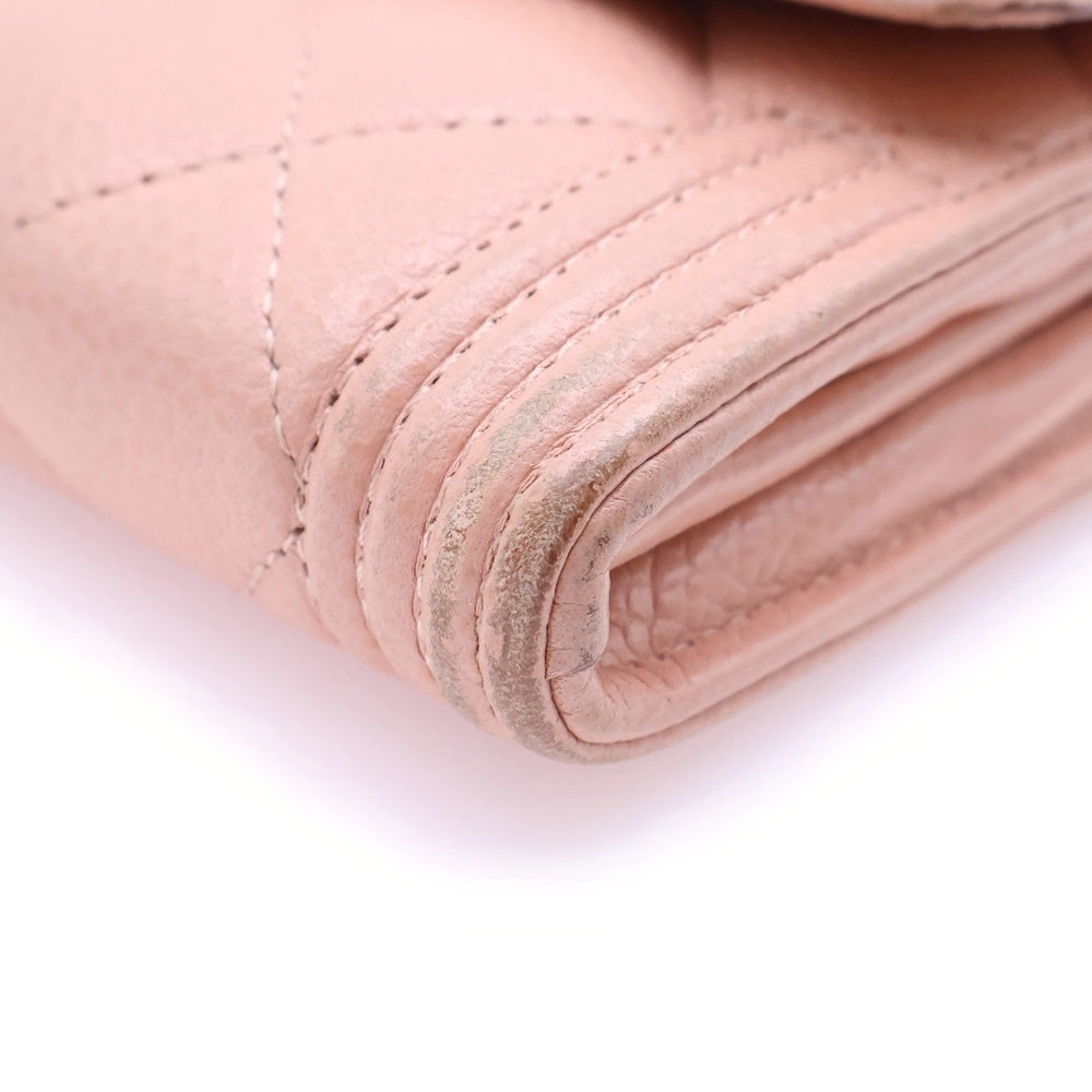 CHANEL(シャネル) ボーイシャネル 長財布 ロングウォレット カードケース キャビアスキン ピンク ゴールド金具