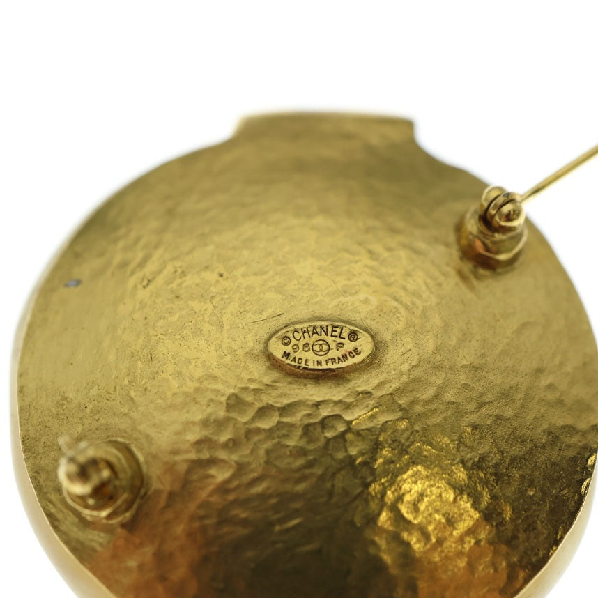 CHANEL(シャネル) ヴィンテージ ストーン ブローチ ピンバッジ クリーム アイボリー×ゴールド GP