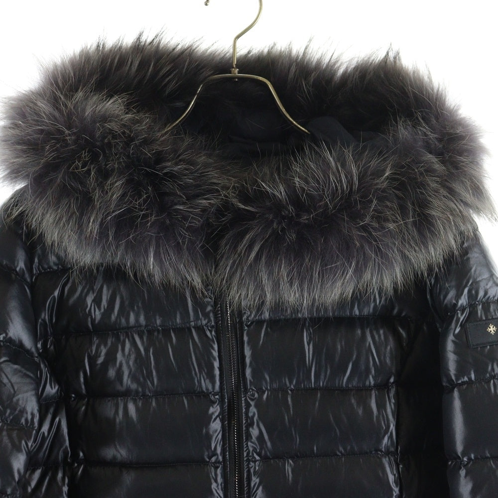 TATRAS(タトラス) 20AW ISERA イセラ リバーシブル ファー フーデッド ジップアップ ダウン ロング ジャケット コート ブラック レディース JTA20A4706