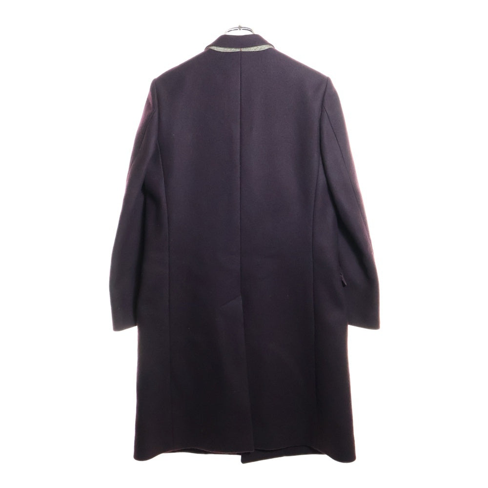 HERMES(エルメス) ロゴパッチ付比翼ボタンウールチェスターコート ワインレッド 51-5714