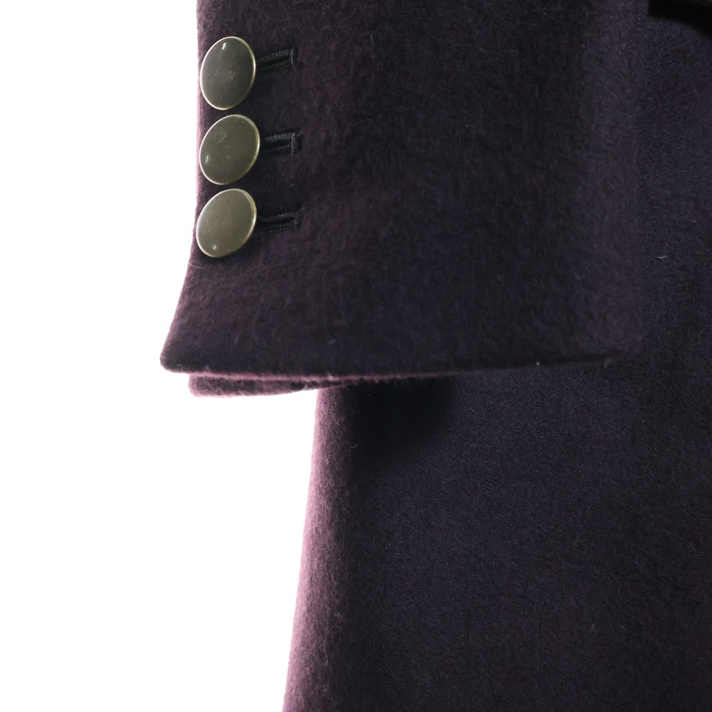 HERMES(エルメス) ロゴパッチ付比翼ボタンウールチェスターコート ワインレッド 51-5714