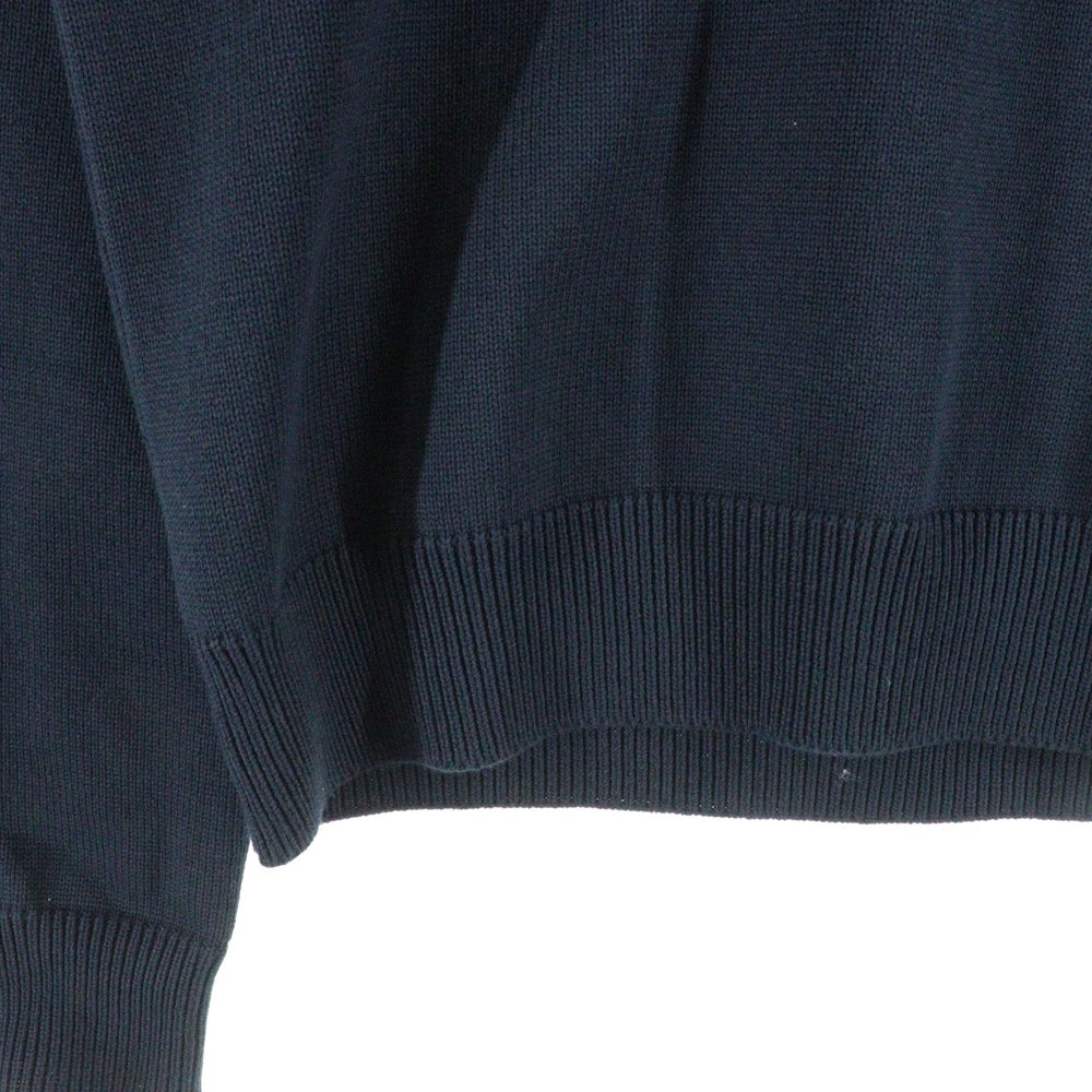 LOUIS VUITTON(ルイヴィトン) 24AW エンブレム ロゴ刺繍 ビジューショルダーボタン コットン クルーネック プルオーバー 長袖ニット セーター ネイビー RM242MM TBY HRN13W