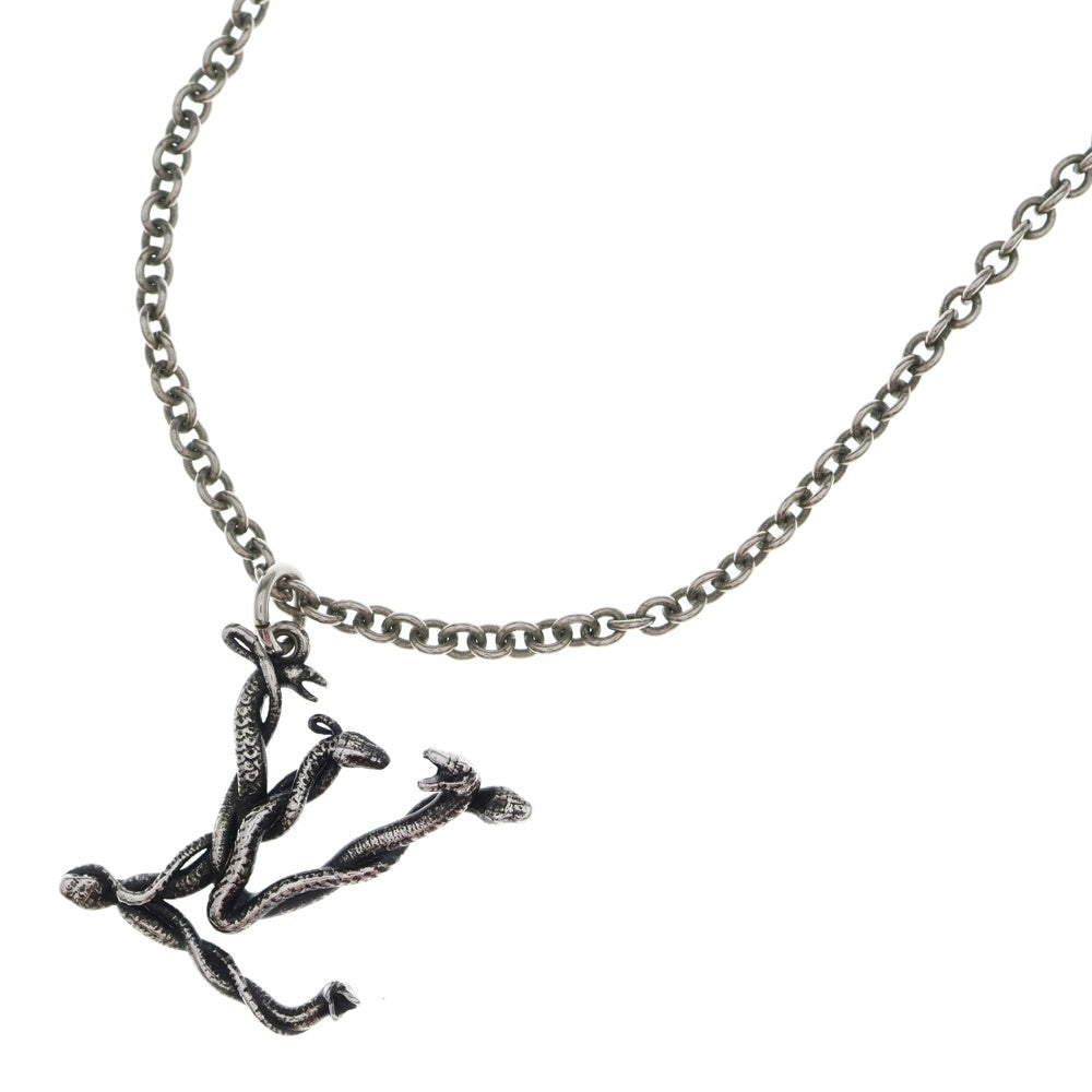 LOUIS VUITTON(ルイヴィトン) ネックレス ユニセックス LVスネーク ペンダント チェーン アクセサリー メタリックシルバー ブラック MP2567