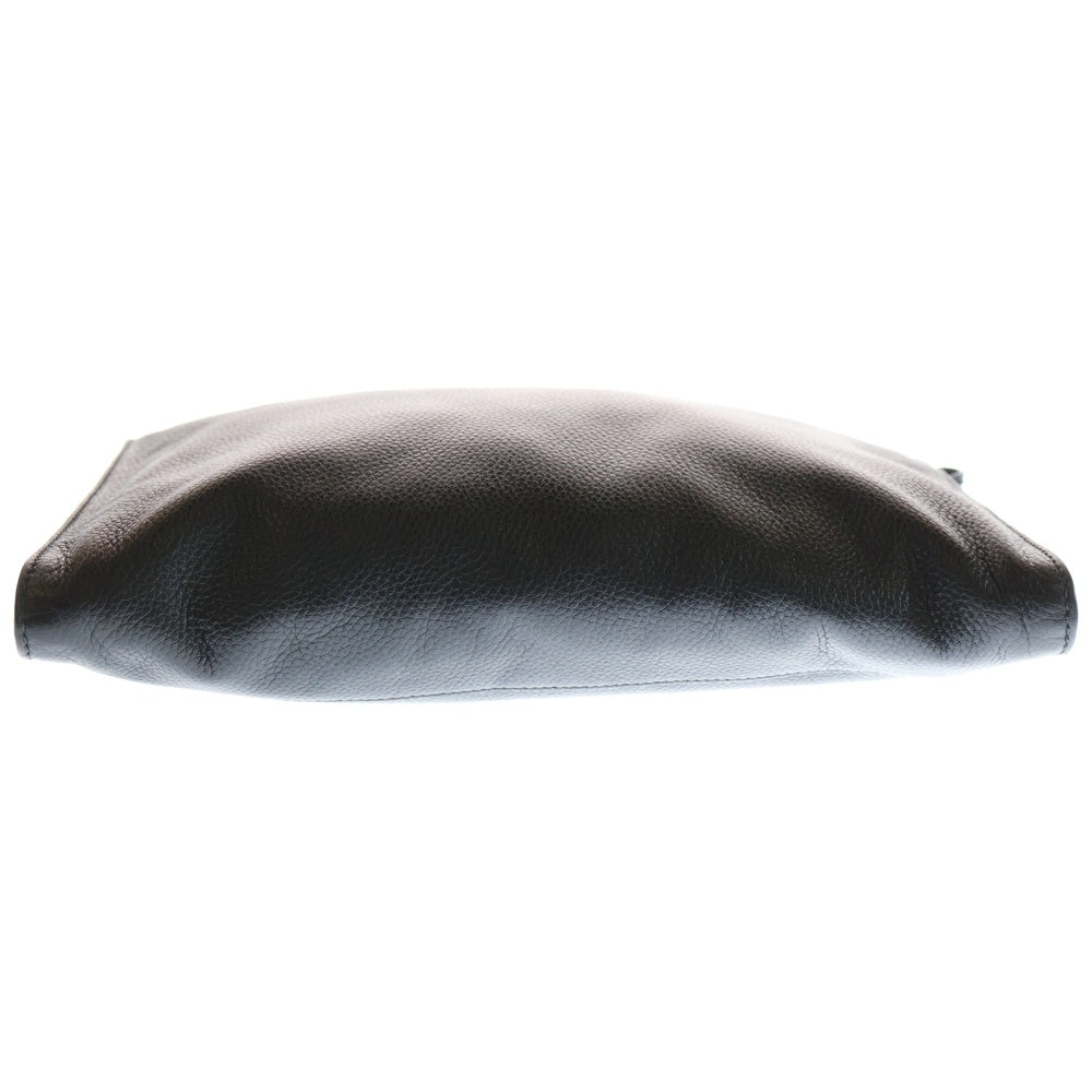 PRADA(プラダ) トライアングルロゴ クラッチバッグ セカンドバッグ ブラック シルバー金具 レザー レディース