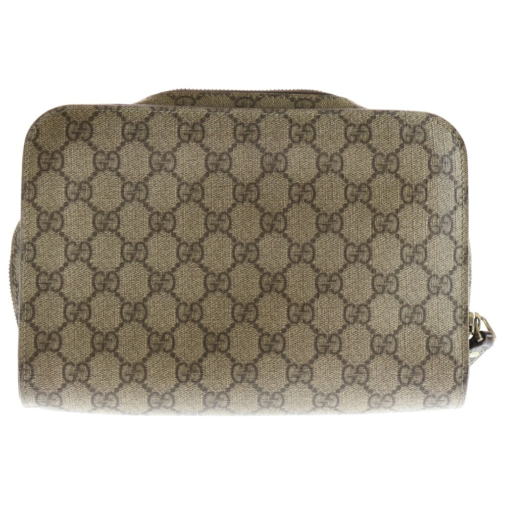 GUCCI(グッチ) GGスプリーム クラッチバッグ セカンドバッグ ベージュ PVC×レザー 201755