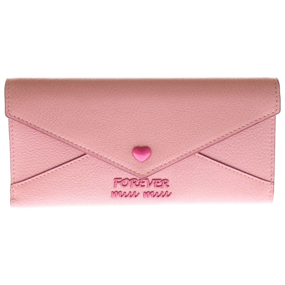 miumiu(ミュウミュウ) フォーエバー 三つ折り長財布 ロングウォレット カードケース ピンク レザー レディース