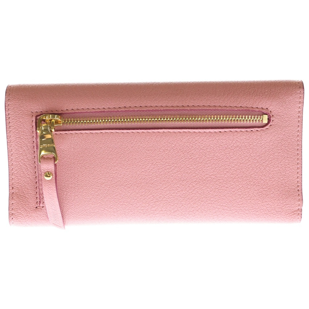 miumiu(ミュウミュウ) フォーエバー 三つ折り長財布 ロングウォレット カードケース ピンク レザー レディース