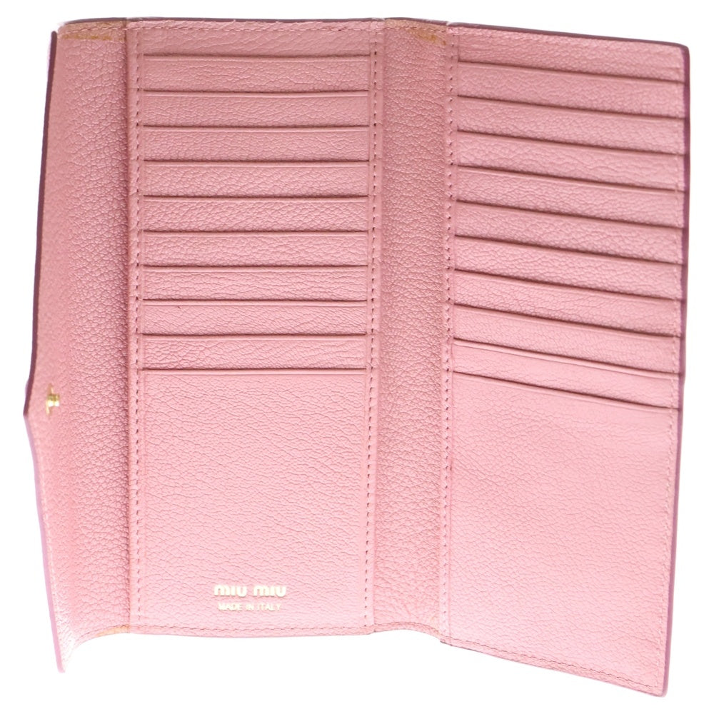miumiu(ミュウミュウ) フォーエバー 三つ折り長財布 ロングウォレット カードケース ピンク レザー レディース