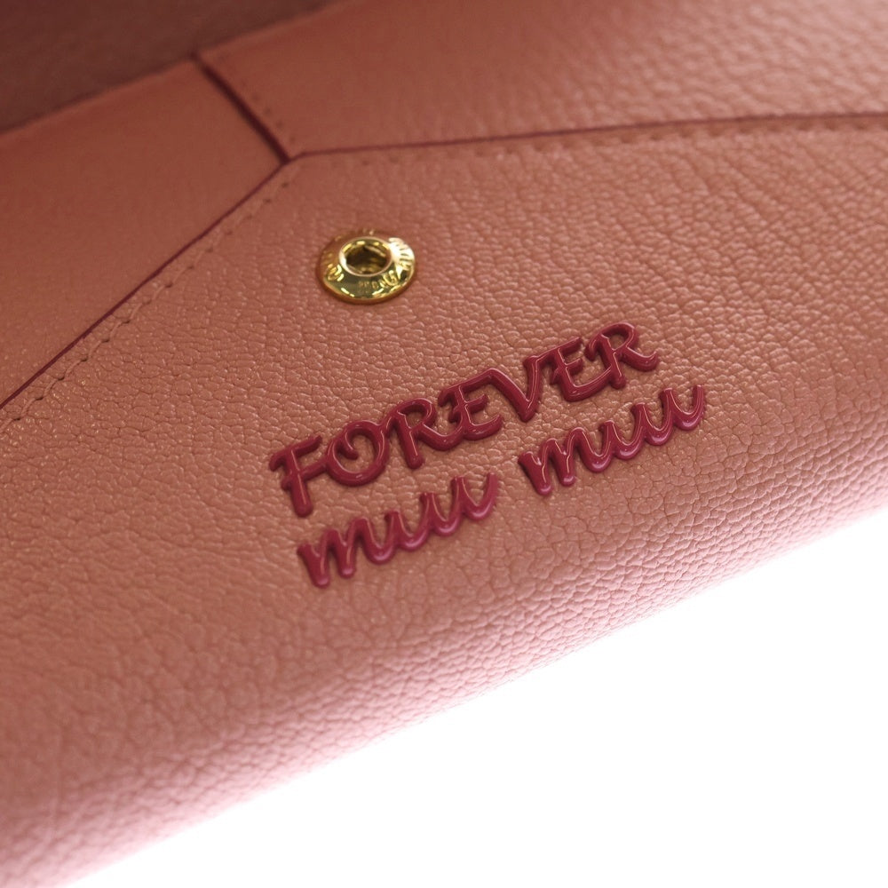 miumiu(ミュウミュウ) フォーエバー 三つ折り長財布 ロングウォレット カードケース ピンク レザー レディース