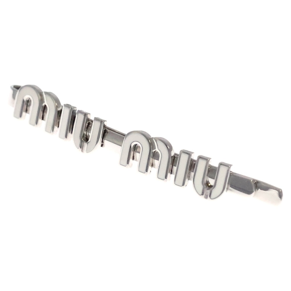 miumiu(ミュウミュウ) ロゴ ヘアピン ヘアクリップ GP ホワイト シルバー金具 レディース