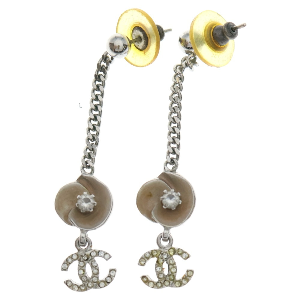 CHANEL(シャネル) ココマーク カメリア フラワーモチーフ ピアス ピンクベージュ シルバー 04P レディース