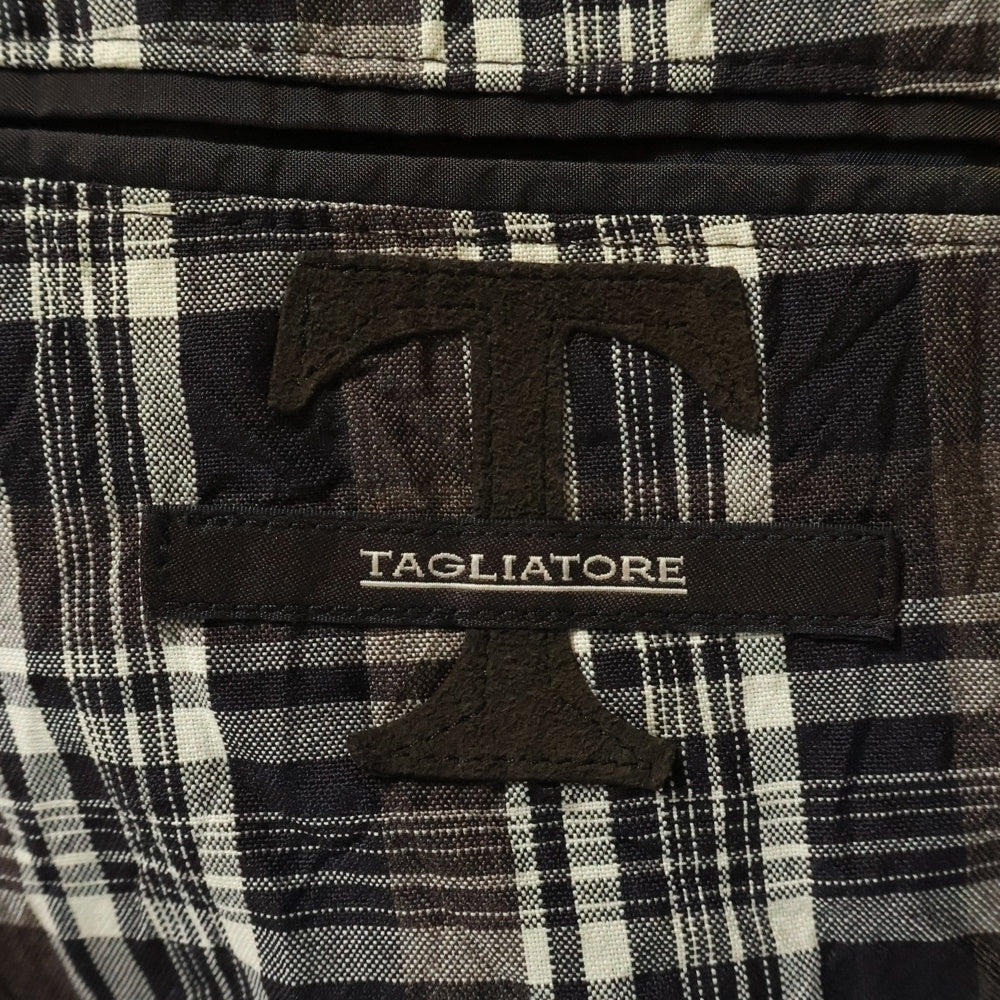 TAGLIATORE(タリアトーレ) チェック総柄 ウール ラペルピン 2B テーラードジャケット ブラウン 1SMC23B