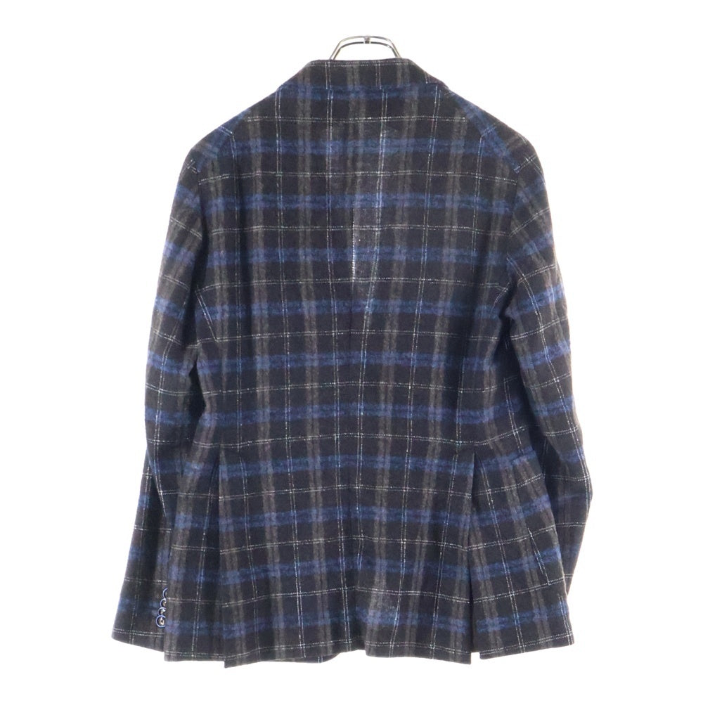 TAGLIATORE(タリアトーレ) MONTECARLO モンテカルロ チェック総柄 ラペルピン ウール 2B テーラードジャケット ブラウン/ブルー 1SMC22K