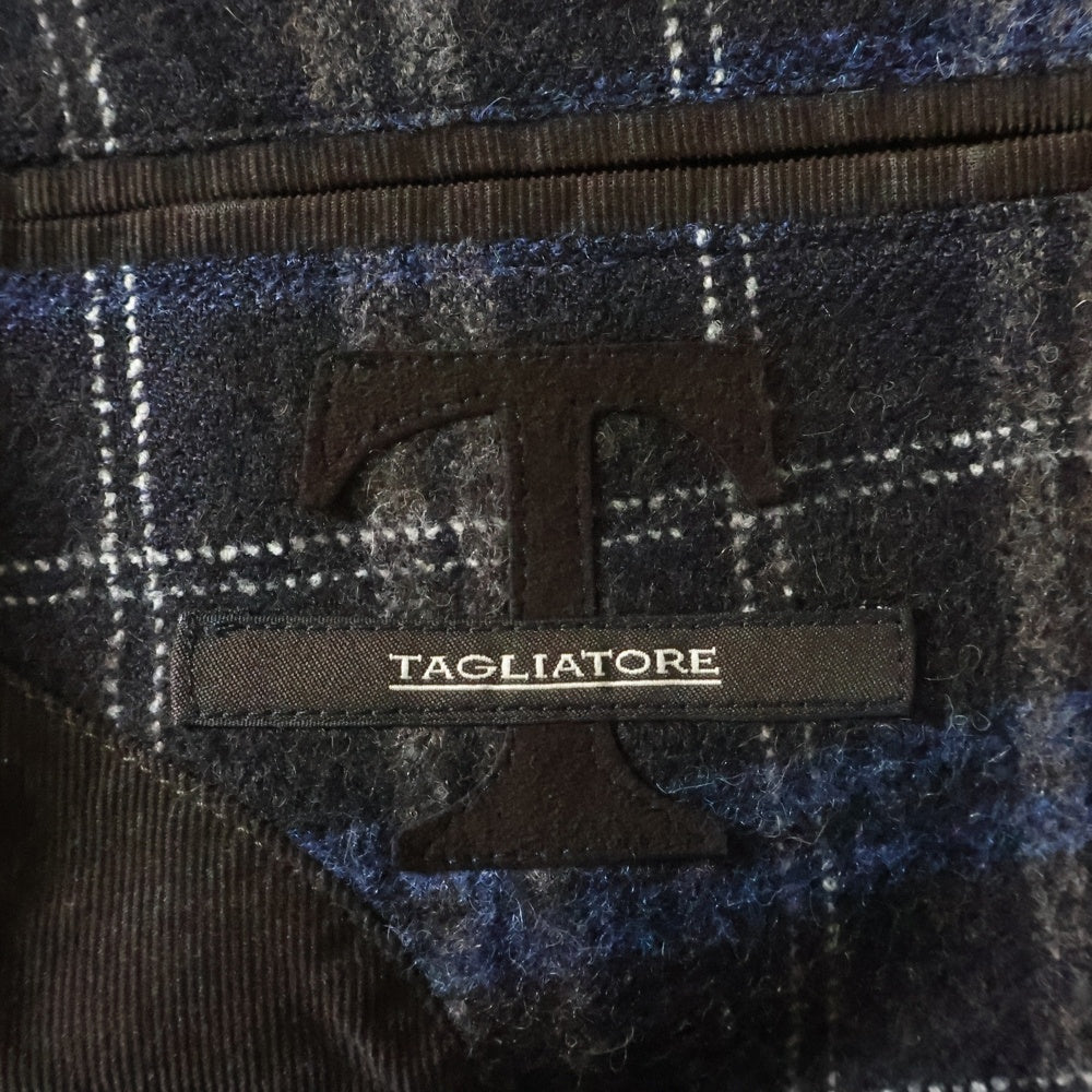 TAGLIATORE(タリアトーレ) MONTECARLO モンテカルロ チェック総柄 ラペルピン ウール 2B テーラードジャケット ブラウン/ブルー 1SMC22K