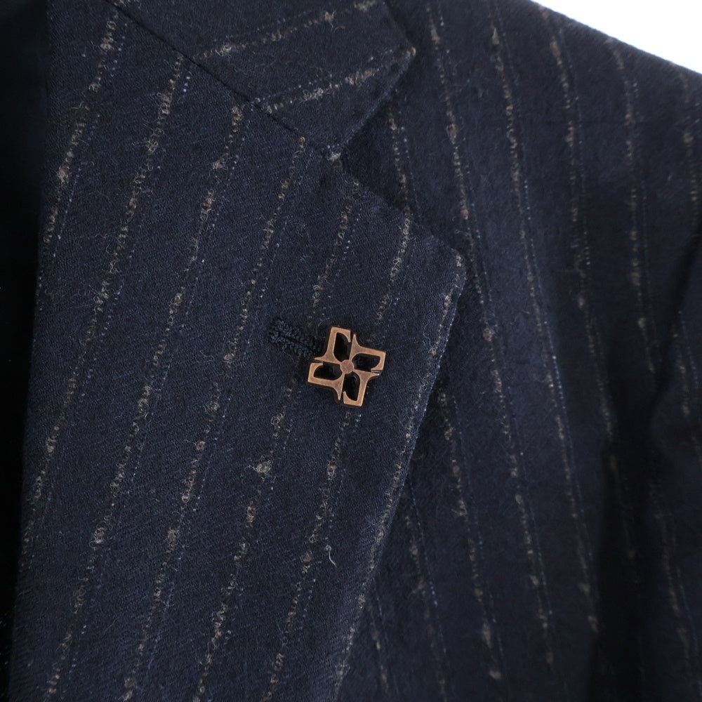 TAGLIATORE(タリアトーレ) ストライプ総柄 ラペルピン ウール 2B