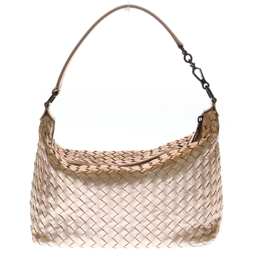 BOTTEGA VENETA(ボッテガヴェネタ) イントレチャート ハンドバッグ ワンショルダーバッグ メタリック ピンクゴールド レザー ブラック金具 レディース