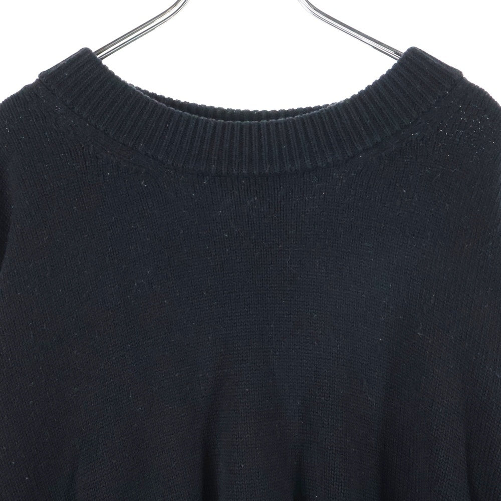 Palm Angels(パームエンジェルス) バックロゴジャガード ダメージ加工 クルーネック プルオーバー 長袖ニット セーター ブラック PMHE007E20KNI004