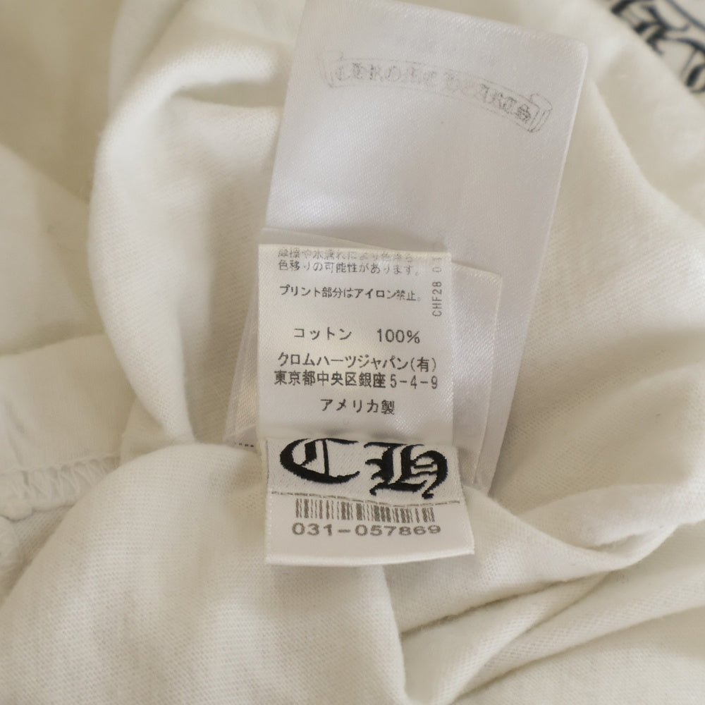 CHROME HEARTS(クロムハーツ) FLRL CRS HORSESHOE LS TEE 袖フローラル ホースシュー マルチカラー ロゴプリント クルーネック ロングスリーブ 長袖Tシャツ カットソー ホワイト