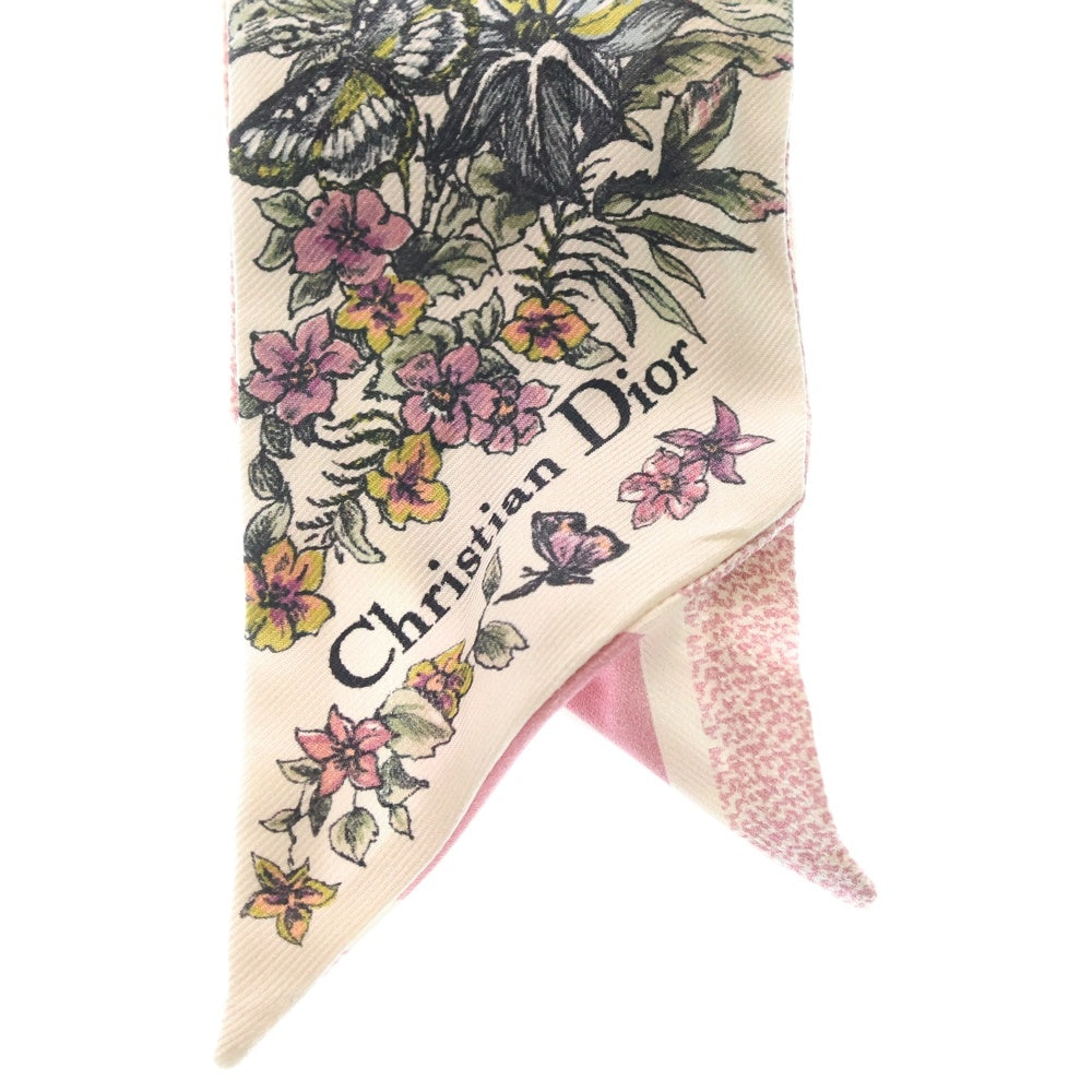Christian Dior(クリスチャンディオール) ミッツァ シルクスカーフ 花柄 ピンク