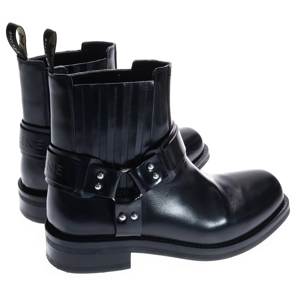 CELINE(セリーヌ) カマルグ トリオンフ バイカー サイドゴア スクエアトゥ リング チェルシー ショートブーツ ブラック レディース