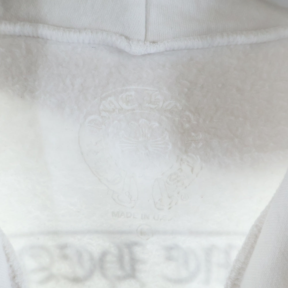 CHROME HEARTS(クロムハーツ) SWTSHRT HD ZIP バックスクロールラベルプリント ジップアップスウェットパーカー フーディー ホワイト レディース